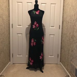 Black Dress with Magenta Floral Print